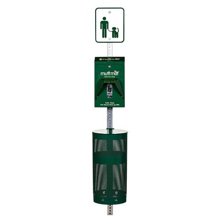 Mutt Mitt Dog Waste Complete Station Singles, Green 1005